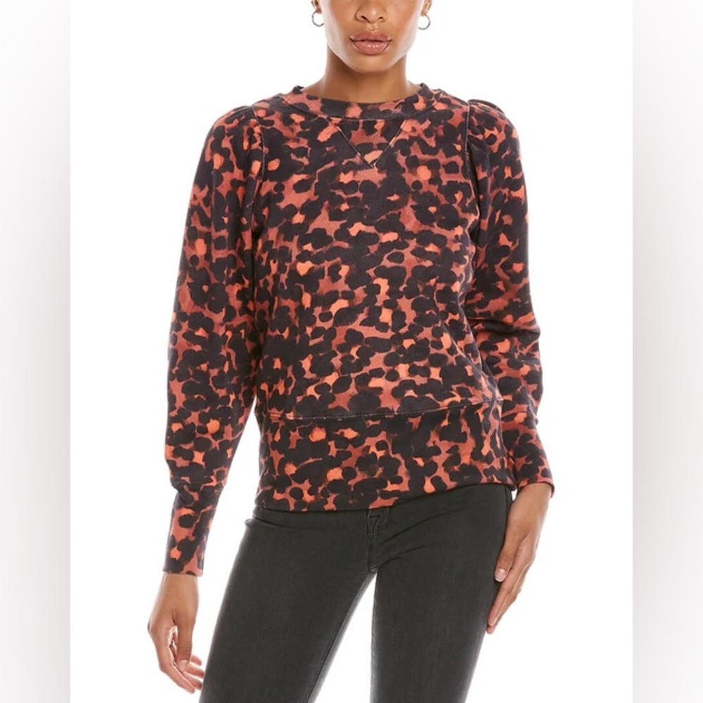 Marie Oliver Gracen Printed Crewneck Pullover In Vermillion | Size M